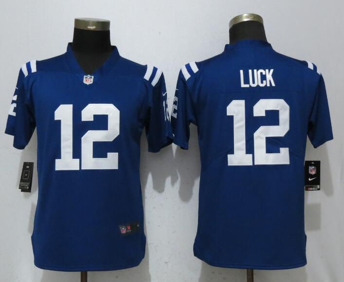 Women Indianapolis Colts #12 Luck Blue Vapor Untouchable Player Nike Limited NFL Jerseys